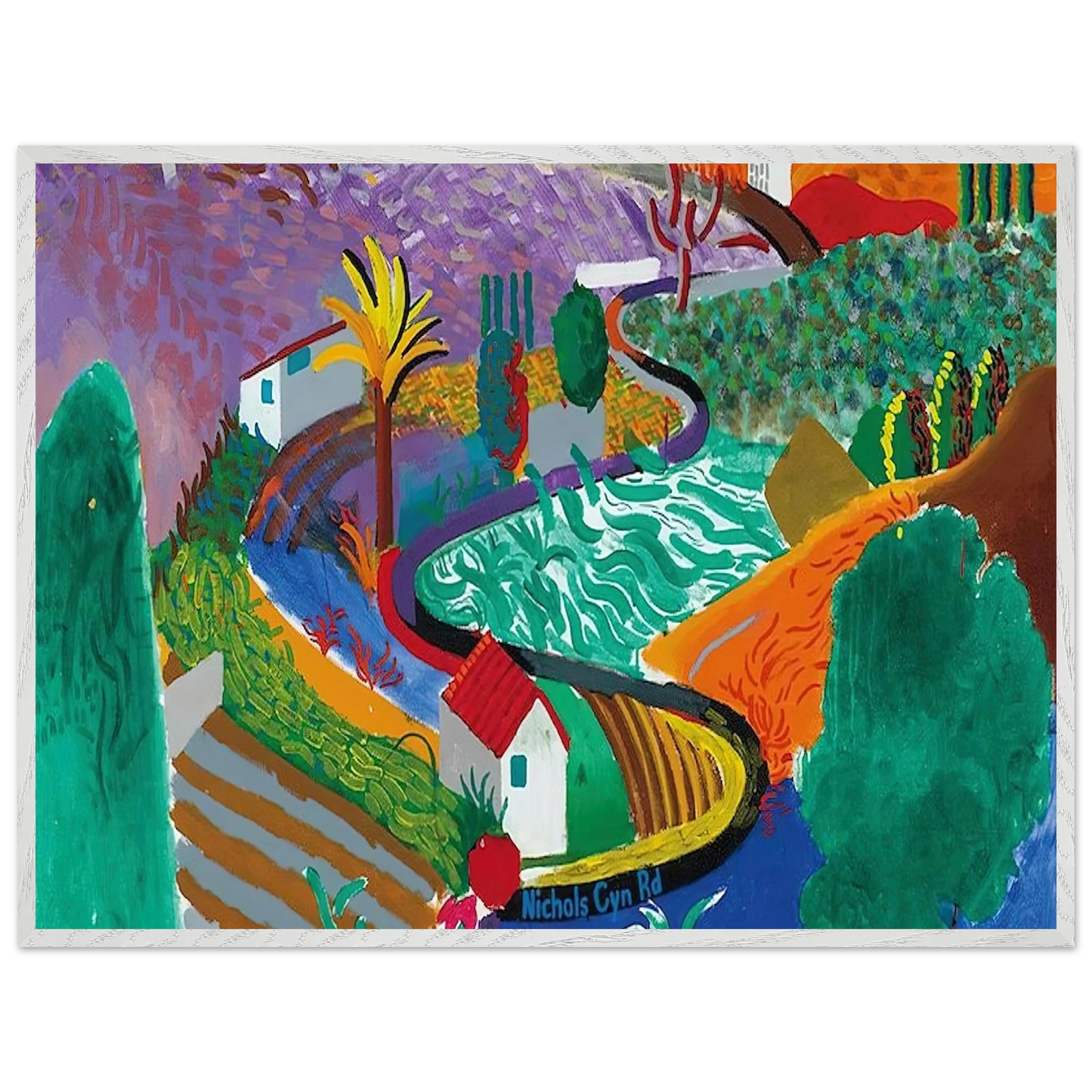 David Hockney - David Hockney Wall art - A1 (59.4 x 84.1  cm) - Premium Wooden Framed Poster With Fine Art Paper-canvas - White frame