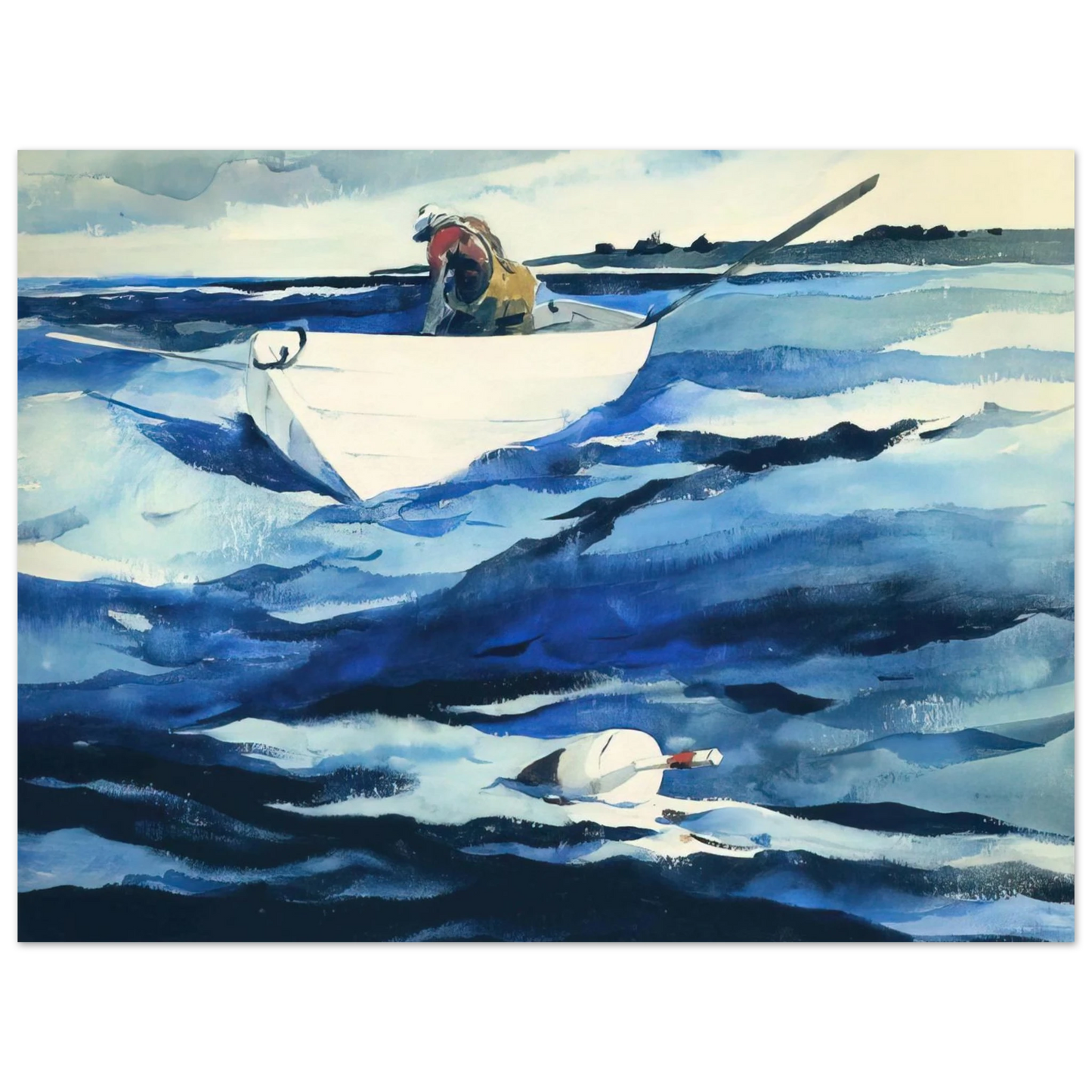 Andrew Wyeth - THE LOBSTERMAN Wall Art - 60x80 cm / 24x32 inches - Premium Wooden Framed Poster With Fine Art Paper-canvas - Black frame