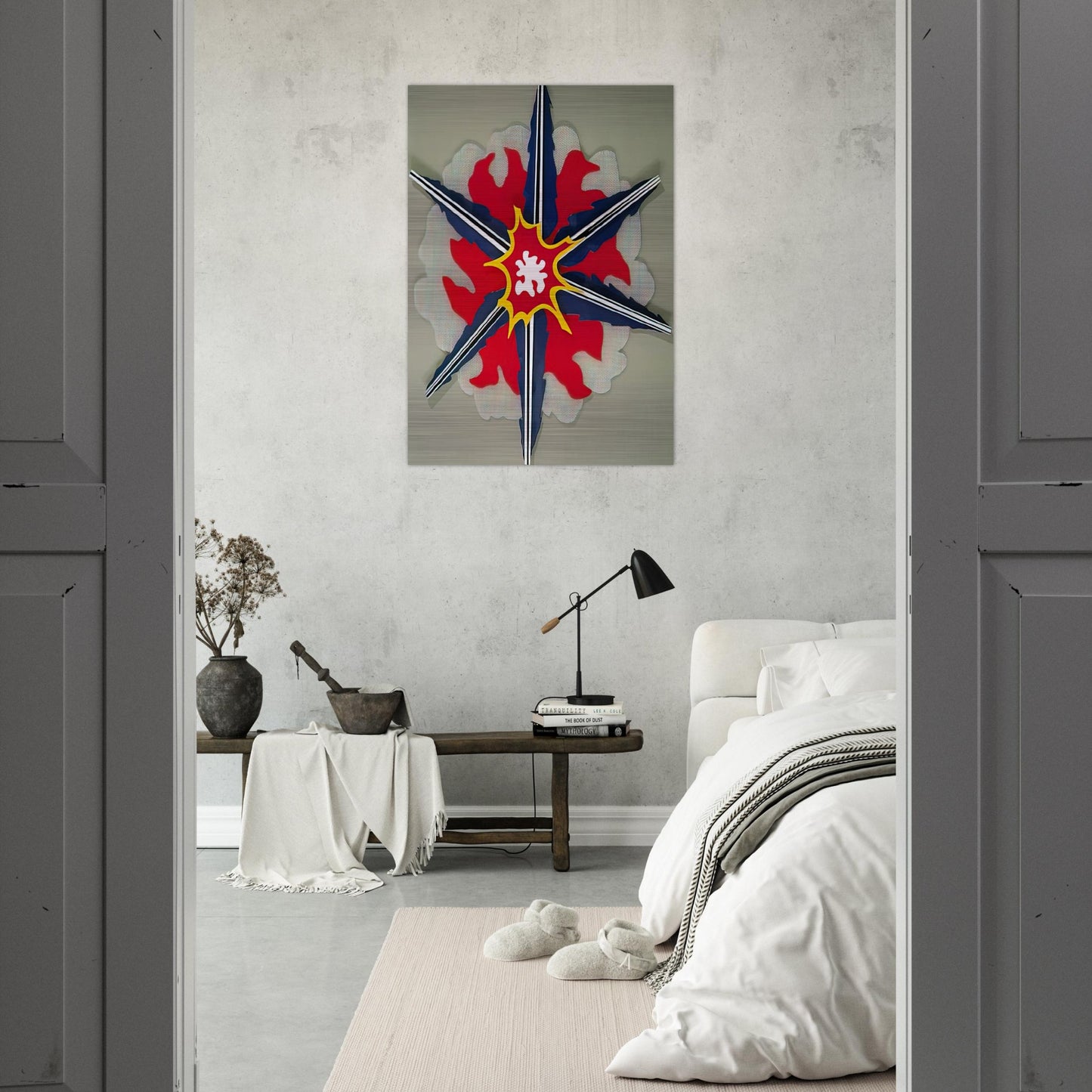 WALL EXPLOSION II 1965 - Roy Lichtenstein Brushed Aluminum Print - 70x100 cm / 28x40 inches | Roy Lichtenstein Aluminum Print | Roy Lichtenstein Prints