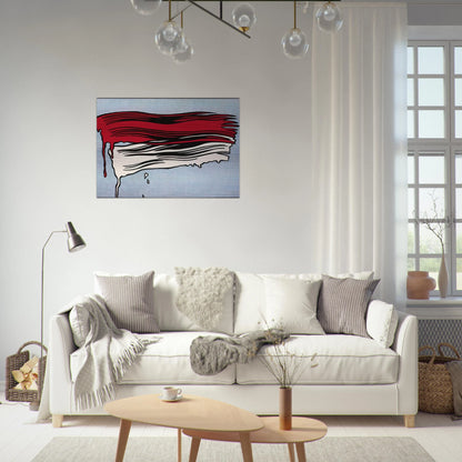 RED AND WHITE BRUSHSTROKES 1965 - Roy Lichtenstein Brushed Aluminum Print - 70x100 cm / 28x40 inches | Roy Lichtenstein Aluminum Print | Roy Lichtenstein Prints