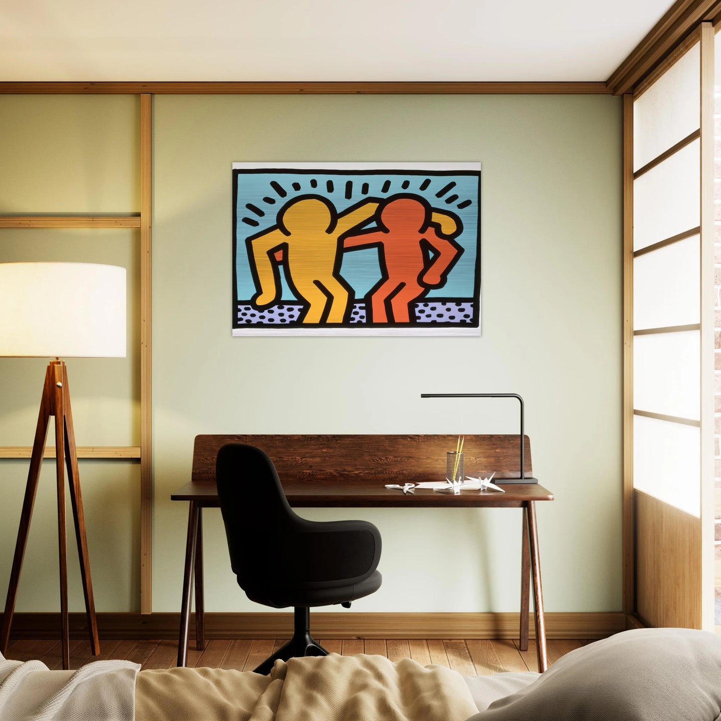 BEST BUDDIES 1990 - Keith Haring Brushed Aluminum Print - 70x100 cm / 28x40 inches | Keith Haring Aluminum Print | Keith Haring Prints