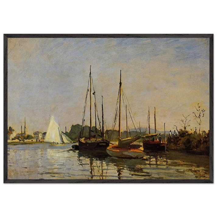 Pleasure Boats Argenteuil c1872-3 oil on canvas - claude monet 70x100 cm / 28x40 inches Framed Art Print – Black Wooden Frame