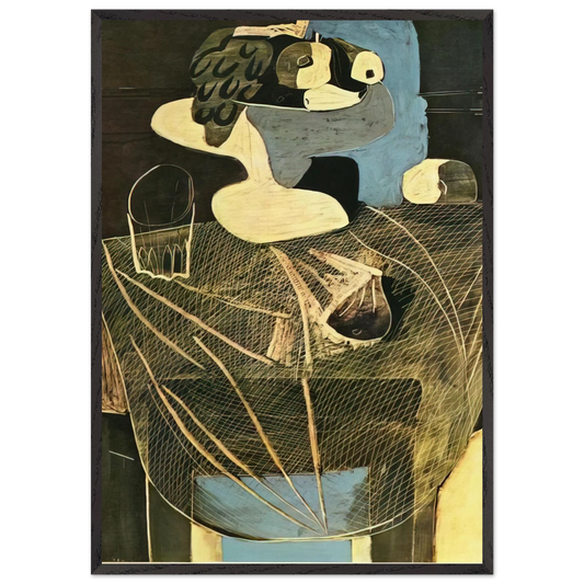 Still life with fishing net - Pablo Picasso 70x100 cm / 28x40 inches Framed Art Print – Black Wooden Frame