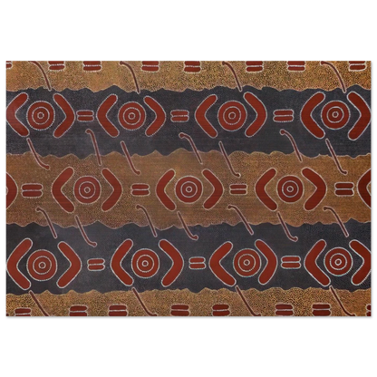 Men's Dreaming - Native Art - Clifford Possum Tjapaltjarri Brushed Aluminum Print - 70x100 cm / 28x40 inches | Clifford Possum Tjapaltjarri Aluminum Print | Clifford Possum Tjapaltjarri Prints