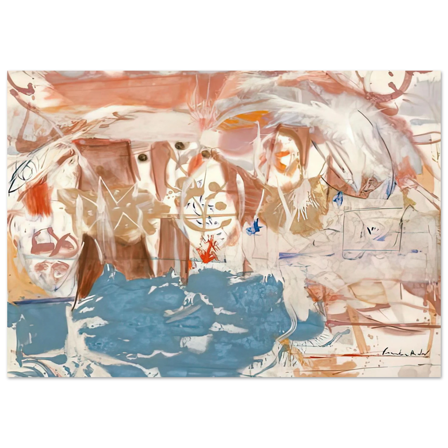 Helen Frankenthaler - Dawn After the Storm, 1957- Wall Art - 21x29.7 cm / 8x12" - Premium Wooden Framed Poster With Fine Art Paper-canvas - Wood frame