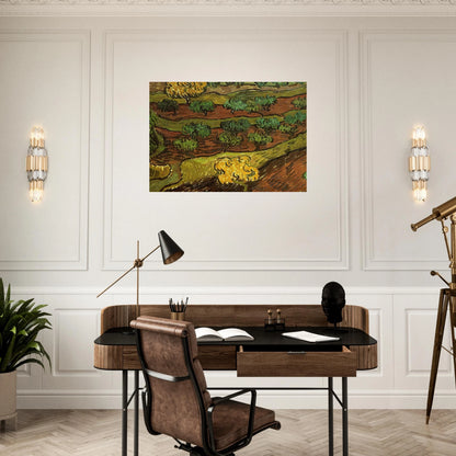 Olive Trees against a Slope of a Hill - Vincent van Gogh Brushed Aluminum Print - 70x100 cm / 28x40 inches | Vincent van Gogh Aluminum Print | Vincent van Gogh Prints