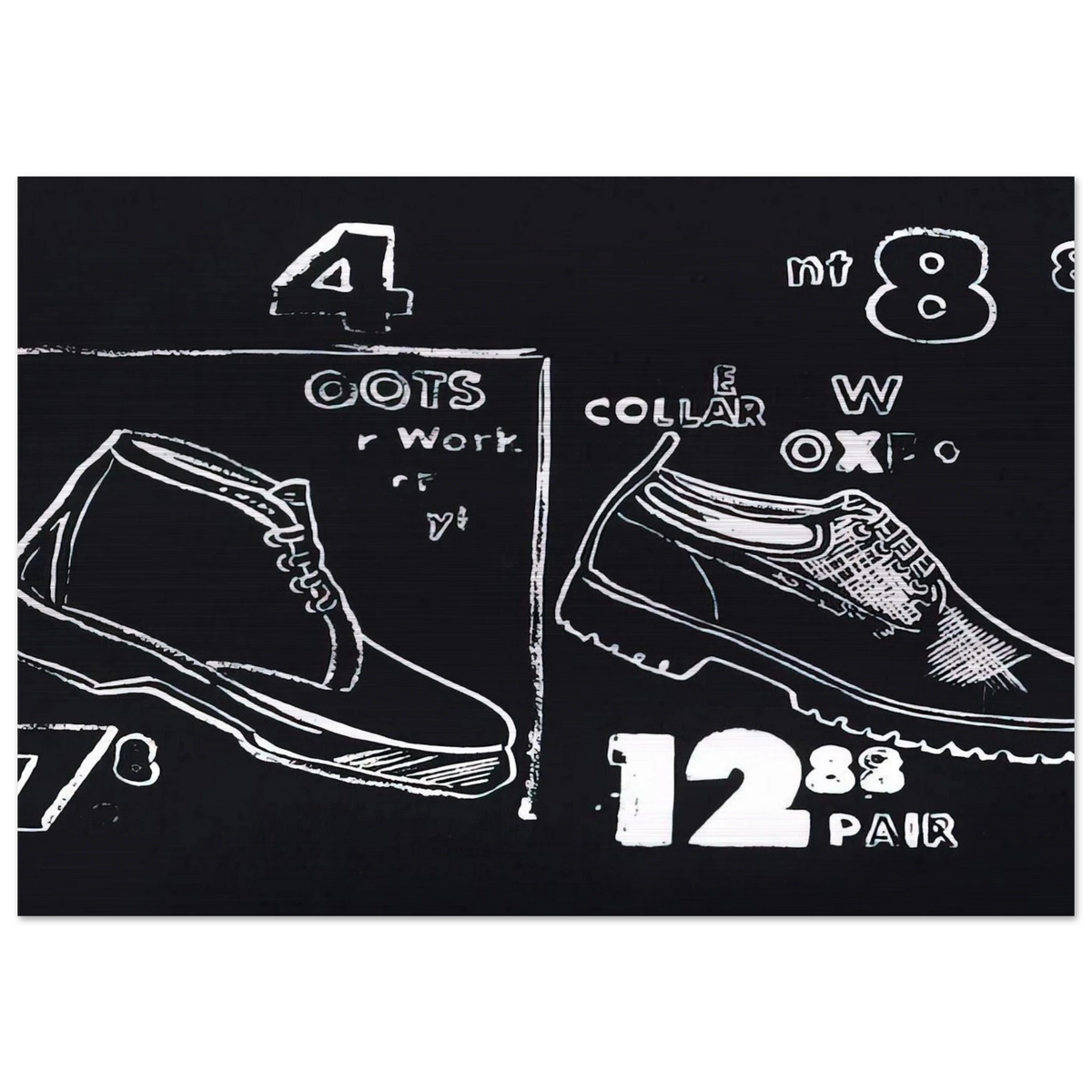 Work Boots - Andy Warhol Brushed Aluminum Print - 70x100 cm / 28x40 inches | Andy Warhol Aluminum Print | Andy Warhol Prints
