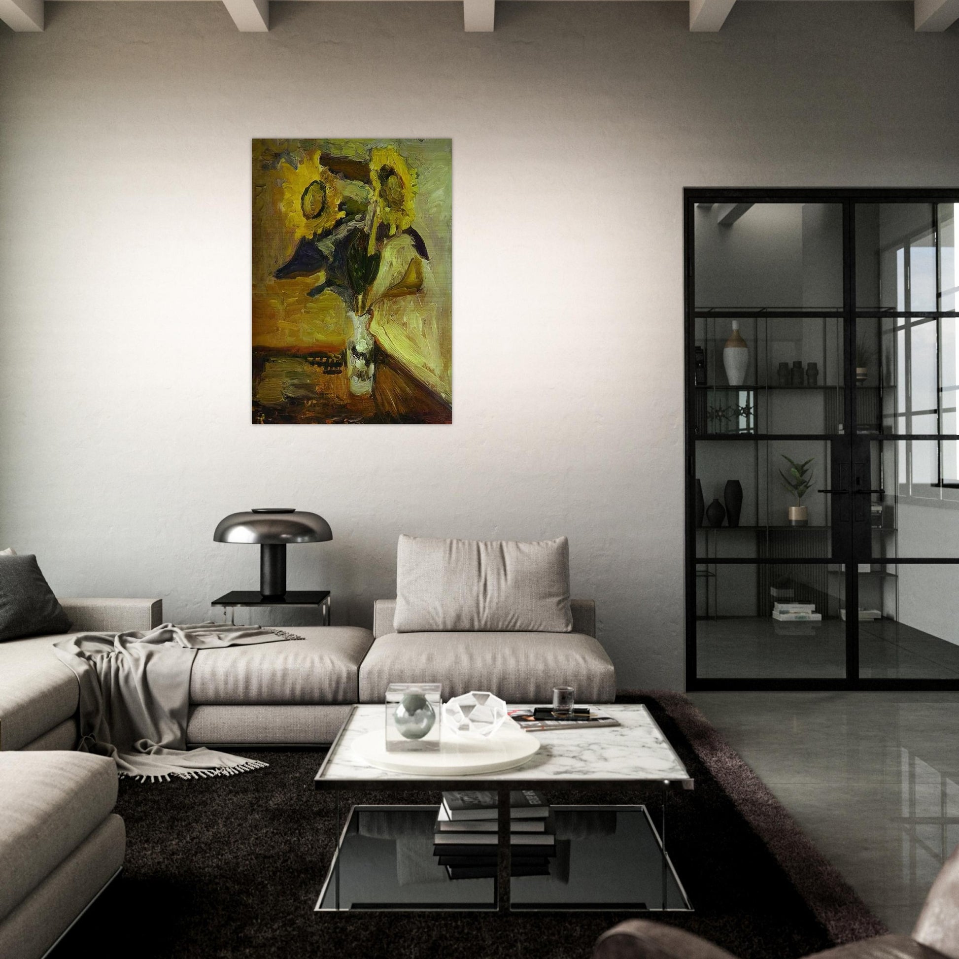 VASE OF SUNFLOWERS 1898 - Henri Matisse Brushed Aluminum Print - 70x100 cm / 28x40 inches | Henri Matisse Aluminum Print | Henri Matisse Prints