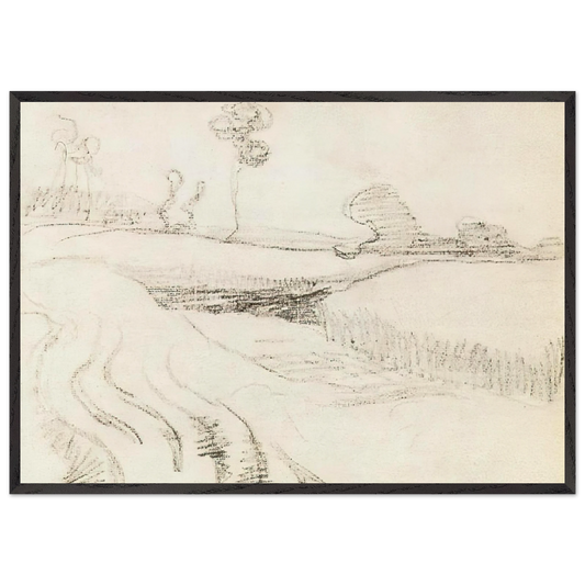 Little Stream Surrounded by Bushes - Vincent van Gogh 70x100 cm / 28x40 inches Framed Art Print – Black Wooden Frame