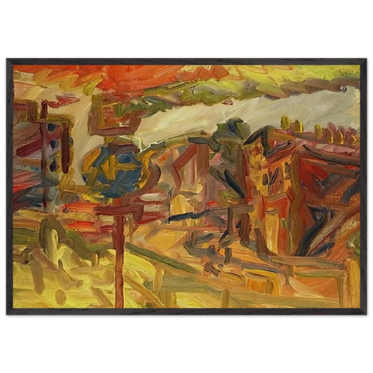 THE AWNING - Frank Auerbach 70x100 cm / 28x40 inches Framed Art Print – Black Wooden Frame