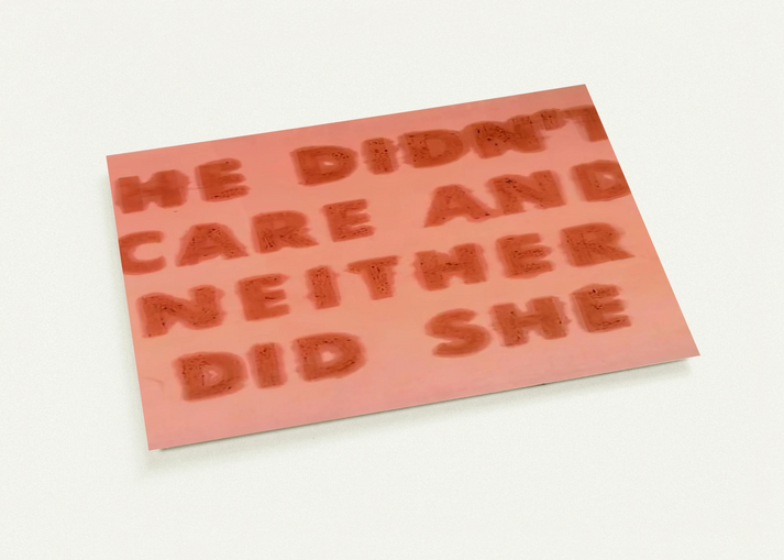 HE DIDN T CARE AND NEITHER DID SHE 1974 By Edward Ruscha Pack of 10 Post Cards | Edward Ruscha Post Cards | A6 (10.5 x 14.8 cm) - 4.1 x 5.8 inches