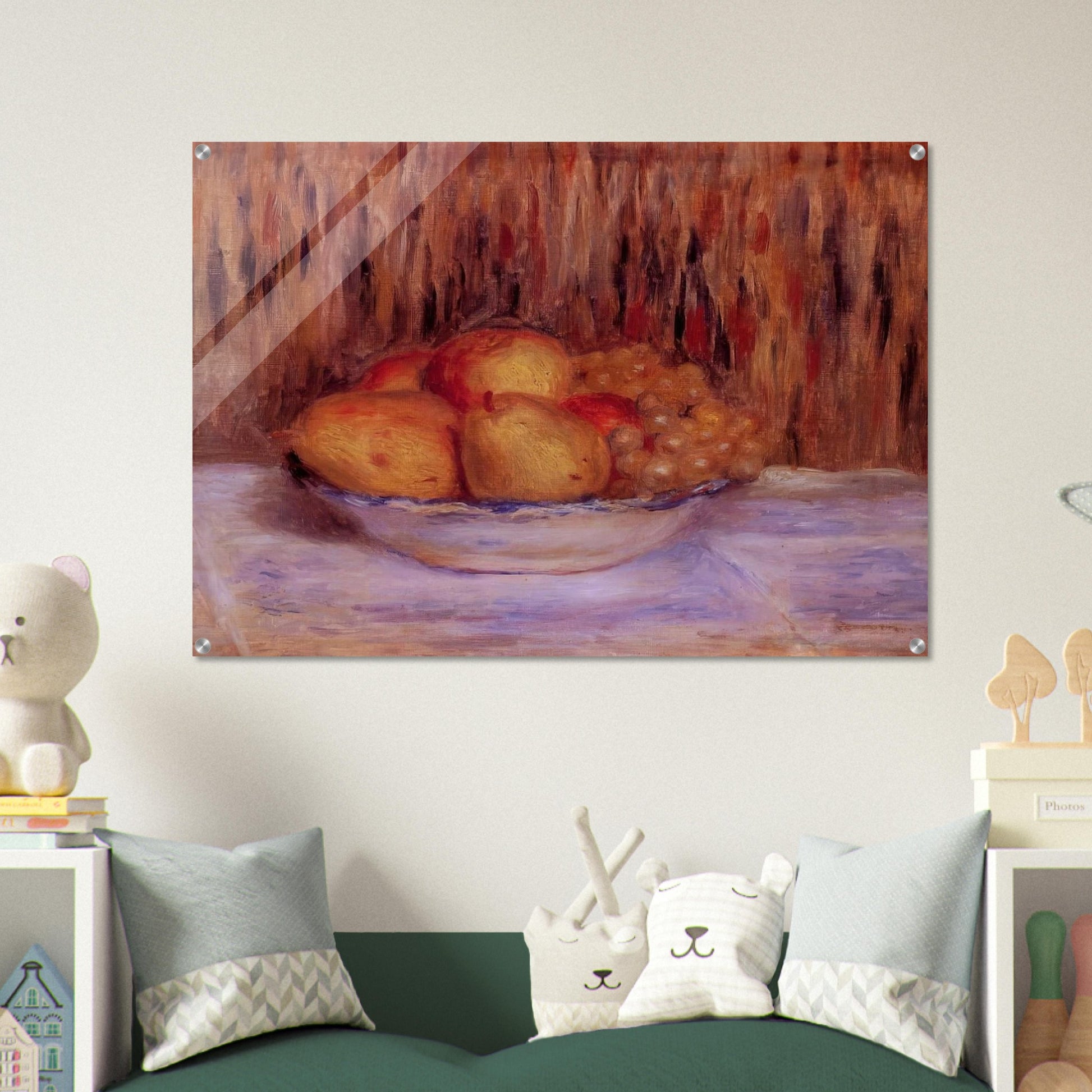 Still Life with Pears and Grapes - Pierre-Auguste Renoir Acrylic Print - 70x100 cm / 28x40″ inches