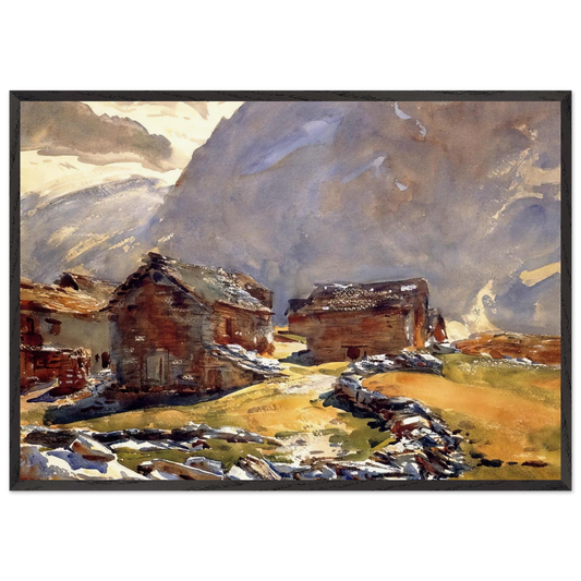 Simplon Pass Chalets - John Singer Sargent 70x100 cm / 28x40 inches Framed Art Print – Black Wooden Frame