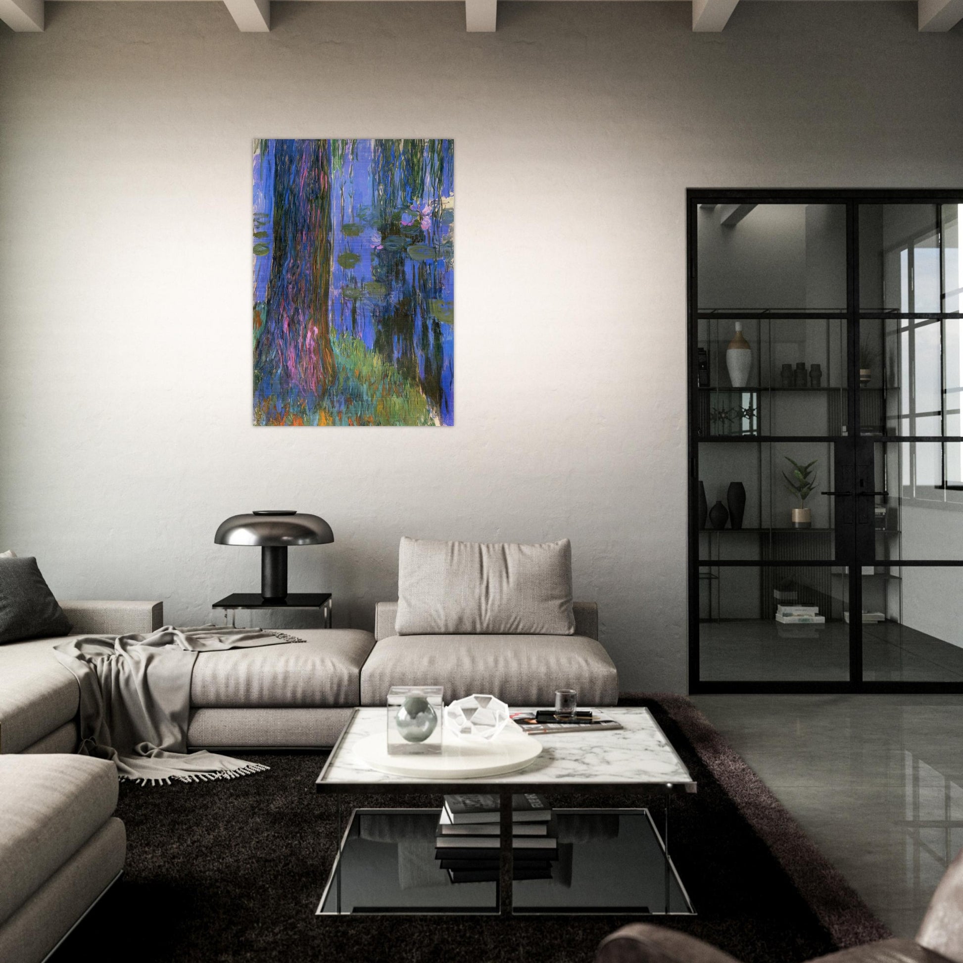 Weeping Willow and Water-Lily Pond - claude monet Brushed Aluminum Print - 70x100 cm / 28x40 inches | claude monet Aluminum Print | claude monet Prints
