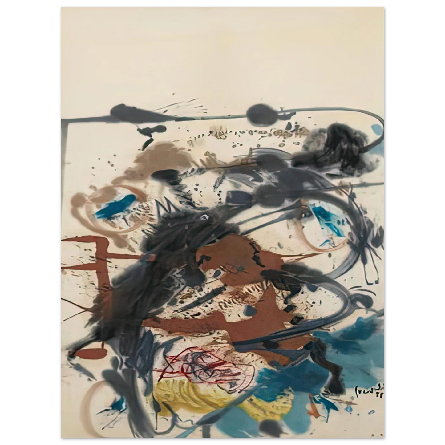 Helen Frankenthaler - Winter Hunt, 1958- Wall Art - 30x40 cm / 12x16 inches - Premium Wooden Framed Poster With Fine Art Paper-canvas - Wood frame