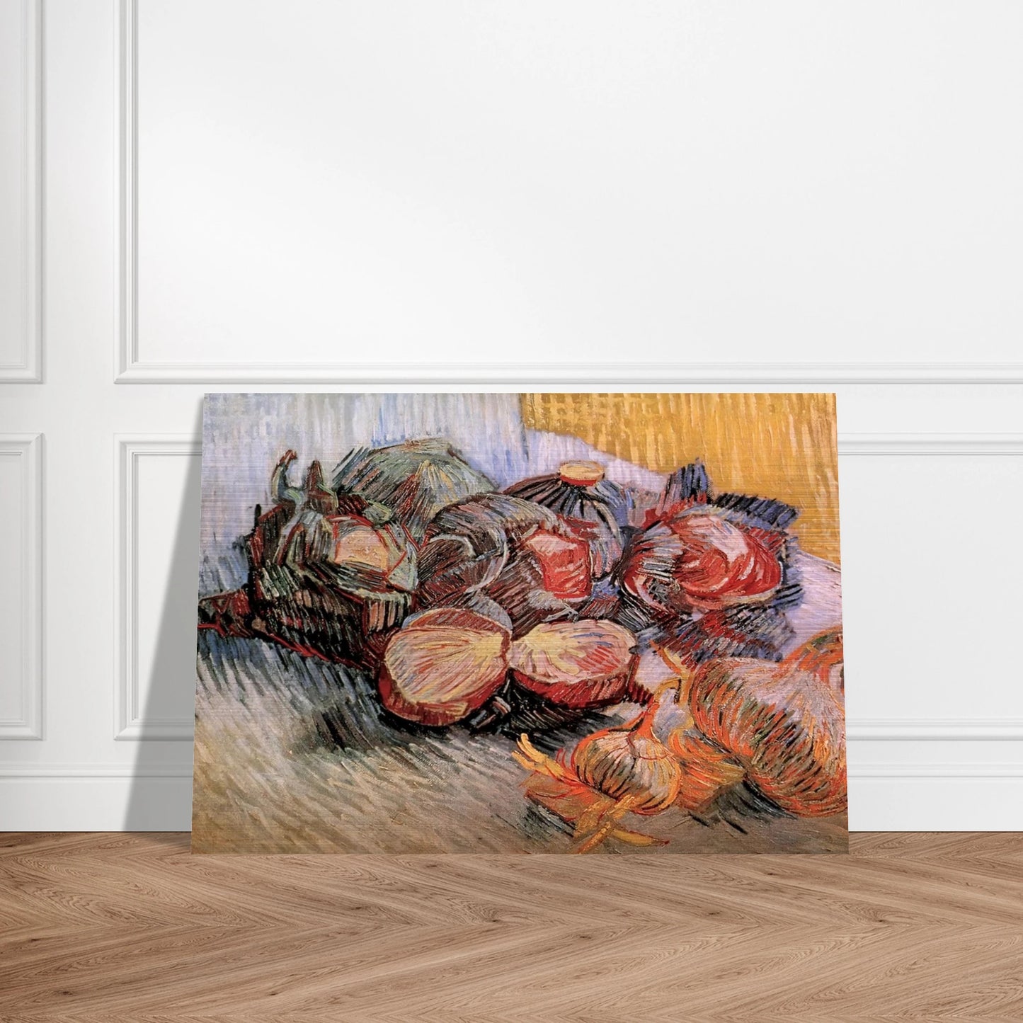 Still Life with Red Cabbages and Onions - Vincent van Gogh Brushed Aluminum Print - 70x100 cm / 28x40 inches | Vincent van Gogh Aluminum Print | Vincent van Gogh Prints