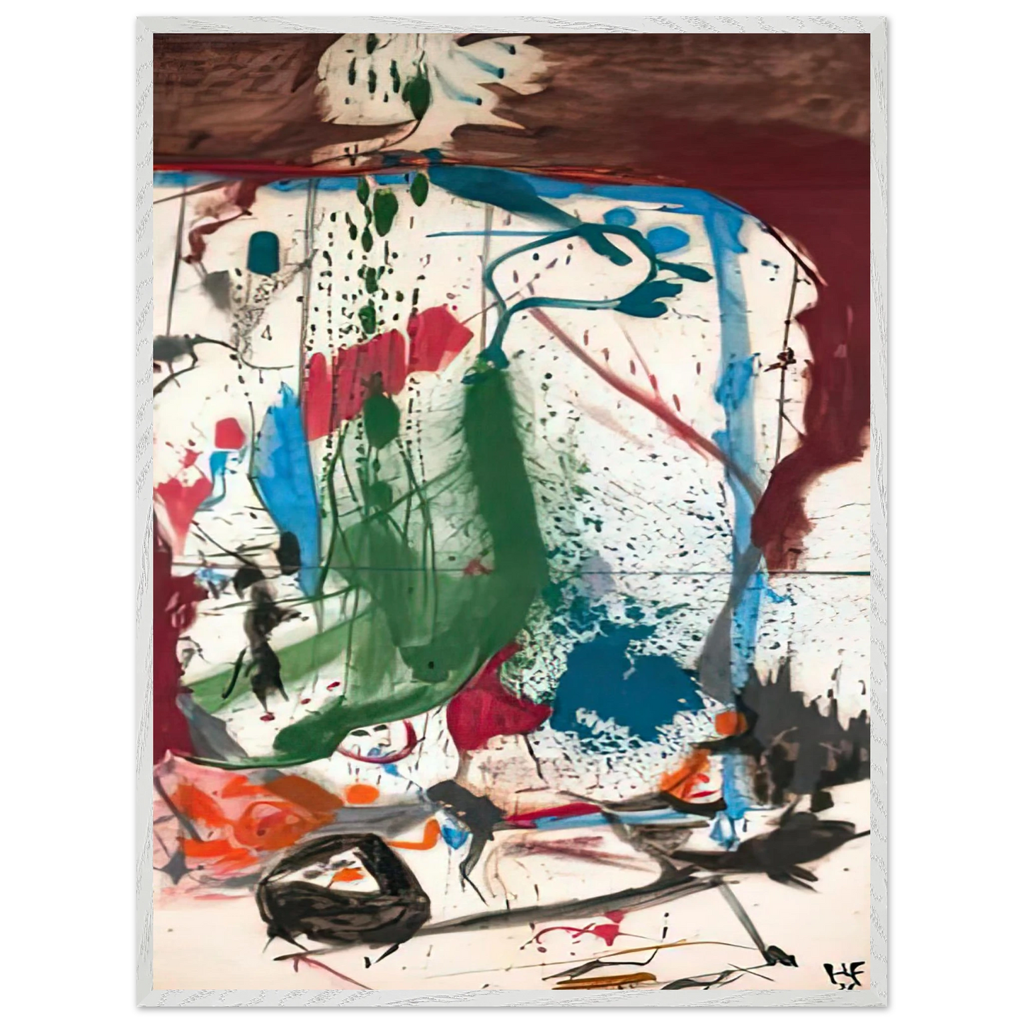 Helen Frankenthaler - Las Mayas, 1958- Wall Art - 21x29.7 cm / 8x12" - Premium Wooden Framed Poster With Fine Art Paper-canvas - White frame