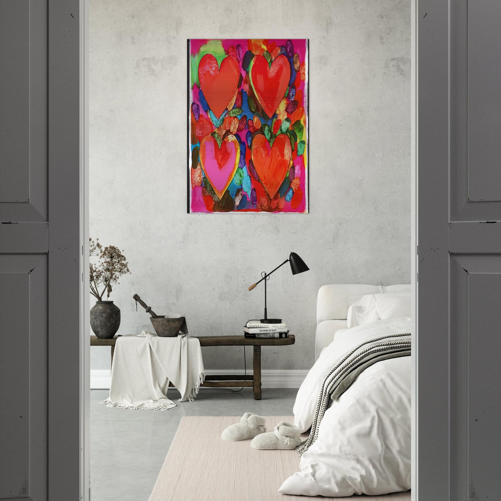 FOUR HEARTS 1969 - Jim Dine Brushed Aluminum Print - 70x100 cm / 28x40 inches | Jim Dine Aluminum Print | Jim Dine Prints