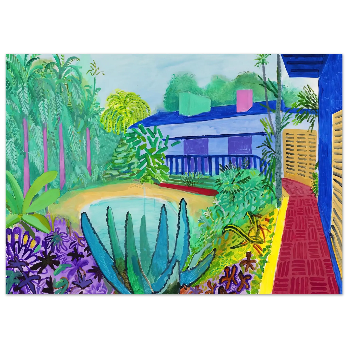 David Hockney - David Hockney Wall art - 28x43  cm / XL (11x17 Inches) - Premium Wooden Framed Poster With Fine Art Paper - White frame