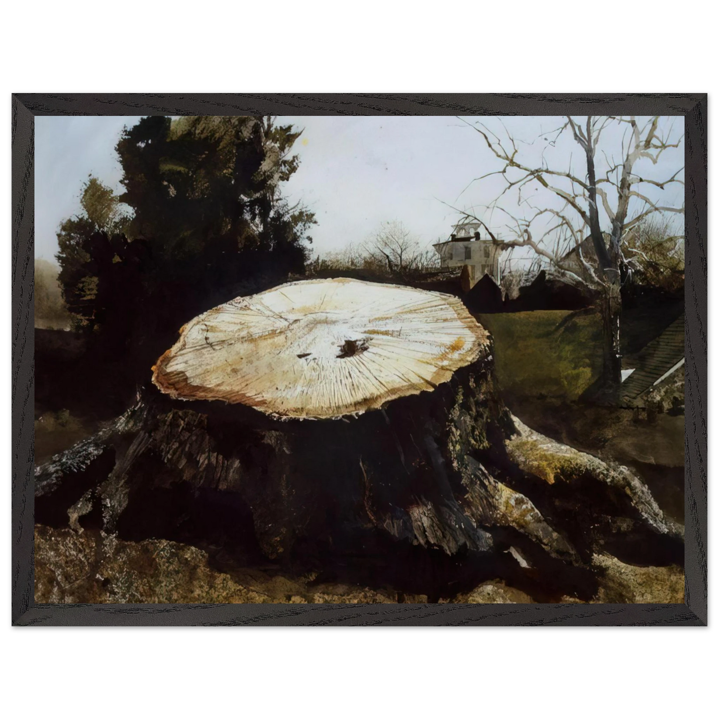 Andrew Wyeth - THE BIG OAK Wall Art - 30x40 cm / 12x16 inches - Premium Wooden Framed Poster With Fine Art Paper-canvas - Wood frame