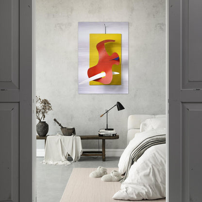FORM AGAINST YELLOW YELLOW PANEL 1936 - Alexander Calder Brushed Aluminum Print - 70x100 cm / 28x40 inches | Alexander Calder Aluminum Print | Alexander Calder Prints