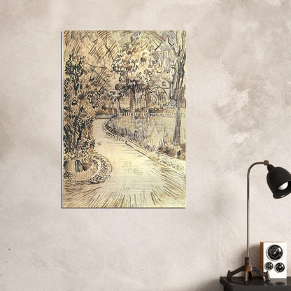 Public Garden with a Corner of the Yellow House - Vincent van Gogh Brushed Aluminum Print - 70x100 cm / 28x40 inches | Vincent van Gogh Aluminum Print | Vincent van Gogh Prints