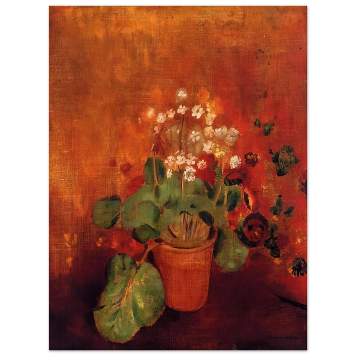 Odilon Redon - FLOWERS IN A POT ON A RED BACKGROUND  75x100 cm / 30x40inches Fine Art Poster