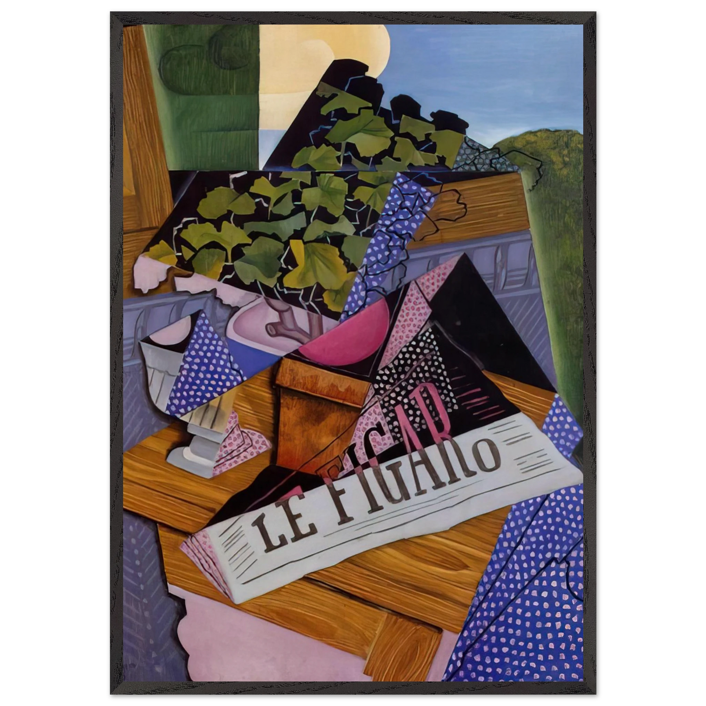 A POT OF GERANIUMS 1915 - Juan Gris 70x100 cm / 28x40 inches Framed Art Print – Black Wooden Frame