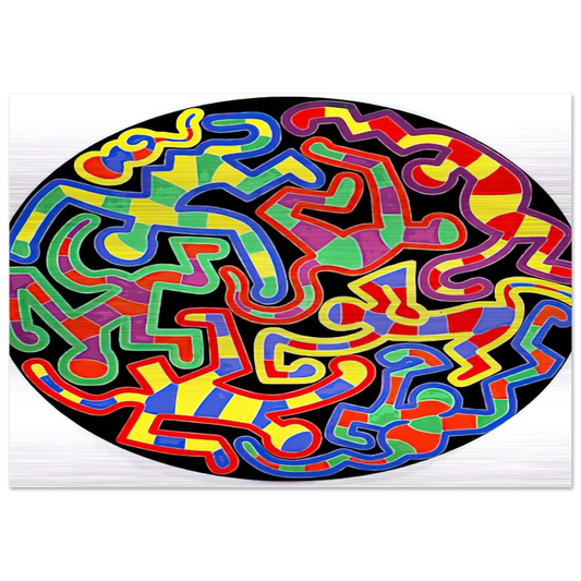 MONKEY PUZZLE 1988 - Keith Haring Brushed Aluminum Print - 70x100 cm / 28x40 inches | Keith Haring Aluminum Print | Keith Haring Prints