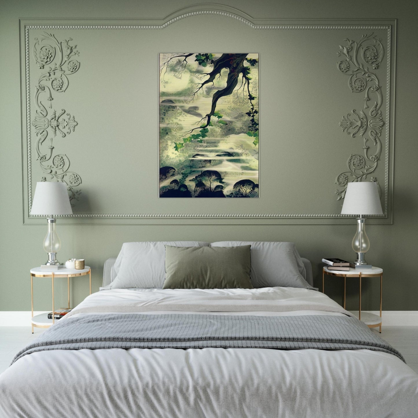 Fog Bound - Eyvind Earle Brushed Aluminum Print - 70x100 cm / 28x40 inches | Eyvind Earle Aluminum Print | Eyvind Earle Prints
