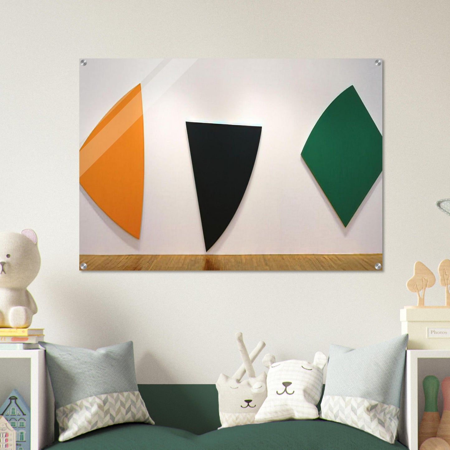 Three Panels. Orange, Dark Gray, Green - Ellsworth Kelly Acrylic Print - 70x100 cm / 28x40″ inches | Ellsworth Kelly Wall Art | Ellsworth Kelly Prints
