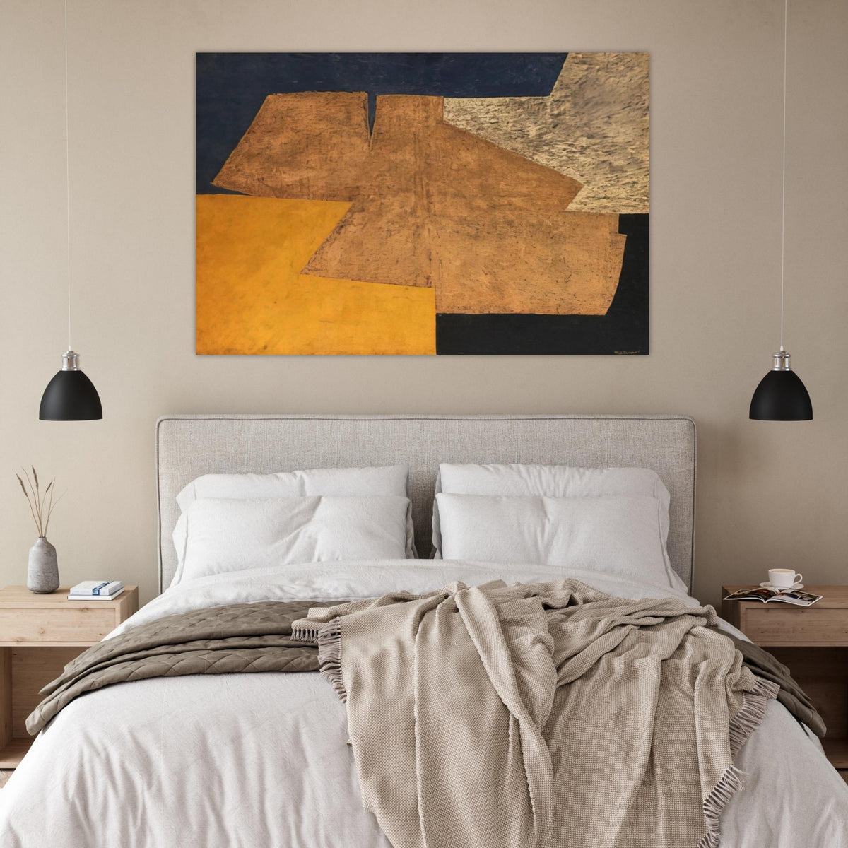 Composition jaune, mauve, bleu et noir La table d'or - 1952 - Serge Poliakoff Art Prints - 100x150 cm / 40x60″ inches | Serge Poliakoff Poster | Serge Poliakoff Prints