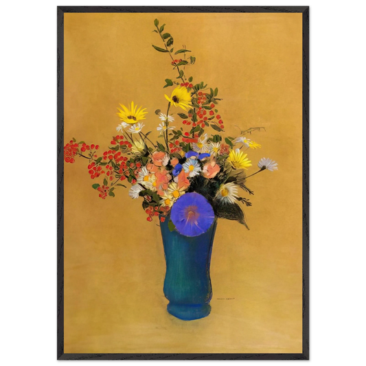 BOUQUET OF WILD FLOWERS - Odilon Redon 70x100 cm / 28x40 inches Framed Art Print – Black Wooden Frame