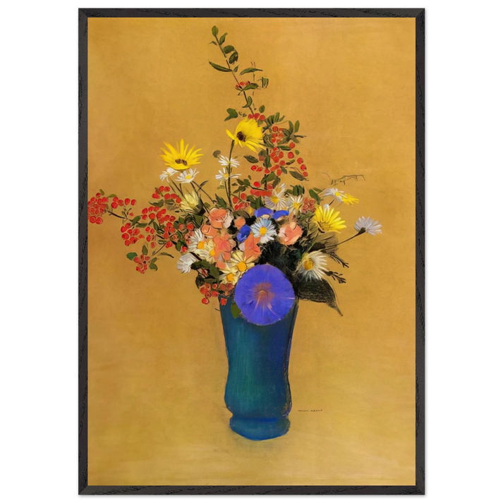 BOUQUET OF WILD FLOWERS - Odilon Redon 70x100 cm / 28x40 inches Framed Art Print – Black Wooden Frame