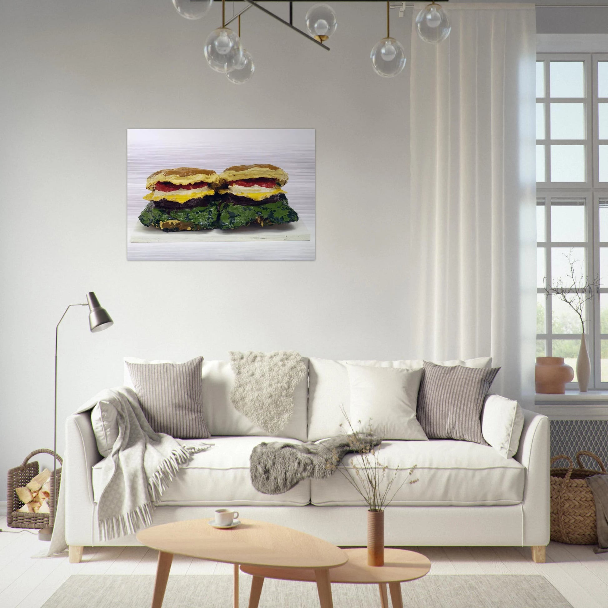 TWO CHEESEBURGERS WITH EVERYTHING DUAL HAMBURGERS 1962 - Claes Oldenburg Brushed Aluminum Print - 70x100 cm / 28x40 inches | Claes Oldenburg Aluminum Print | Claes Oldenburg Prints