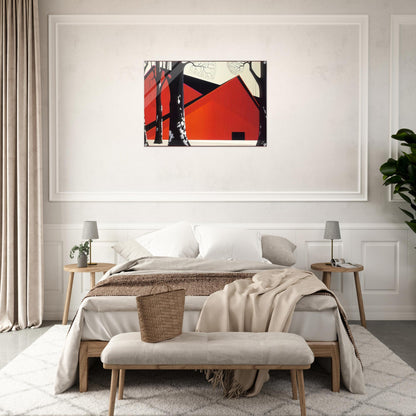 The Great Red Barn - Eyvind Earle Acrylic Print - 70x100 cm / 28x40″ inches