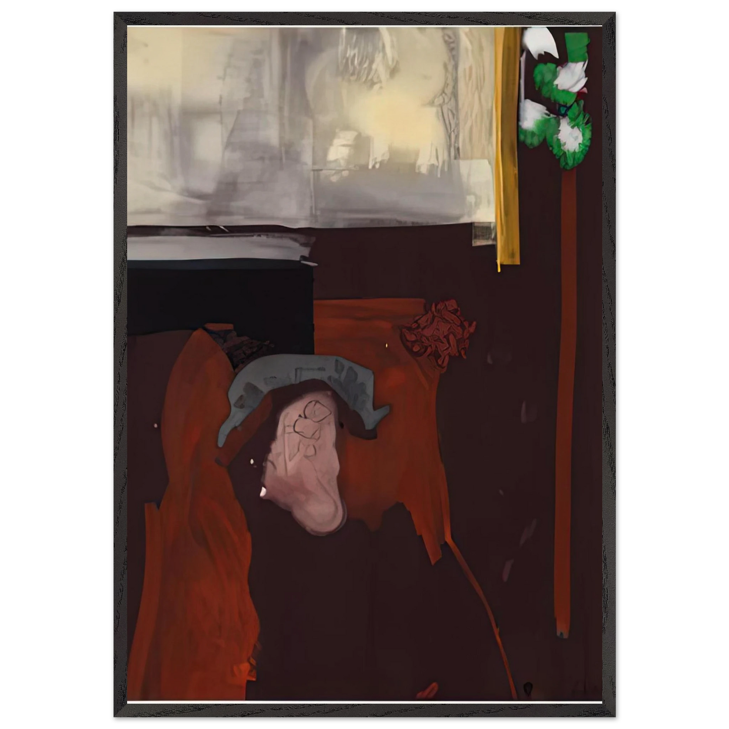 The Widow of Fantin Latour 1988- - Helen Frankenthaler 70x100 cm / 28x40 inches Framed Art Print – Black Wooden Frame