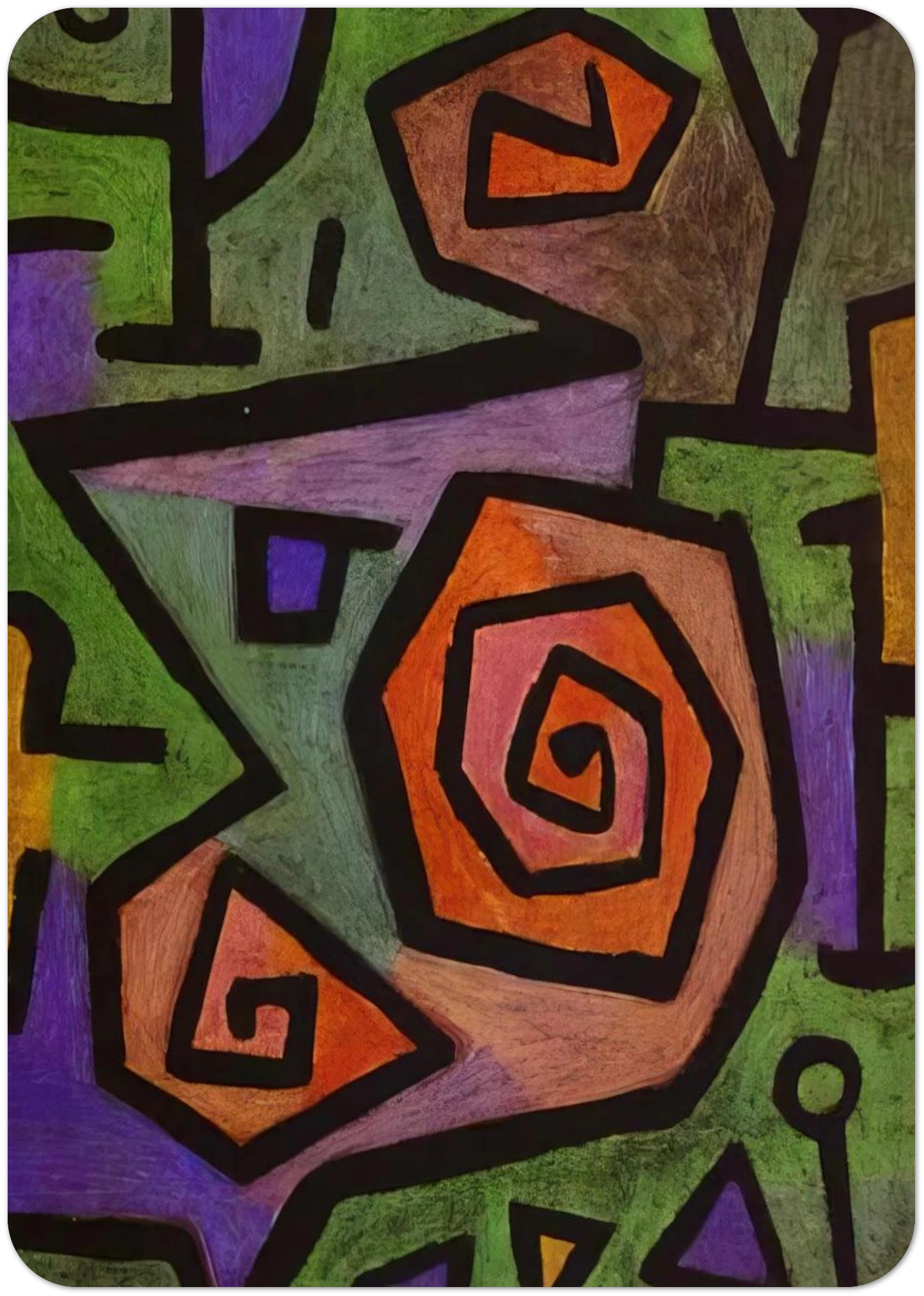 HEROIC ROSES 1938 By Paul Klee Pack of 10 Post Cards | Paul Klee Post Cards | A6 (10.5 x 14.8 cm) - 4.1 x 5.8 inches