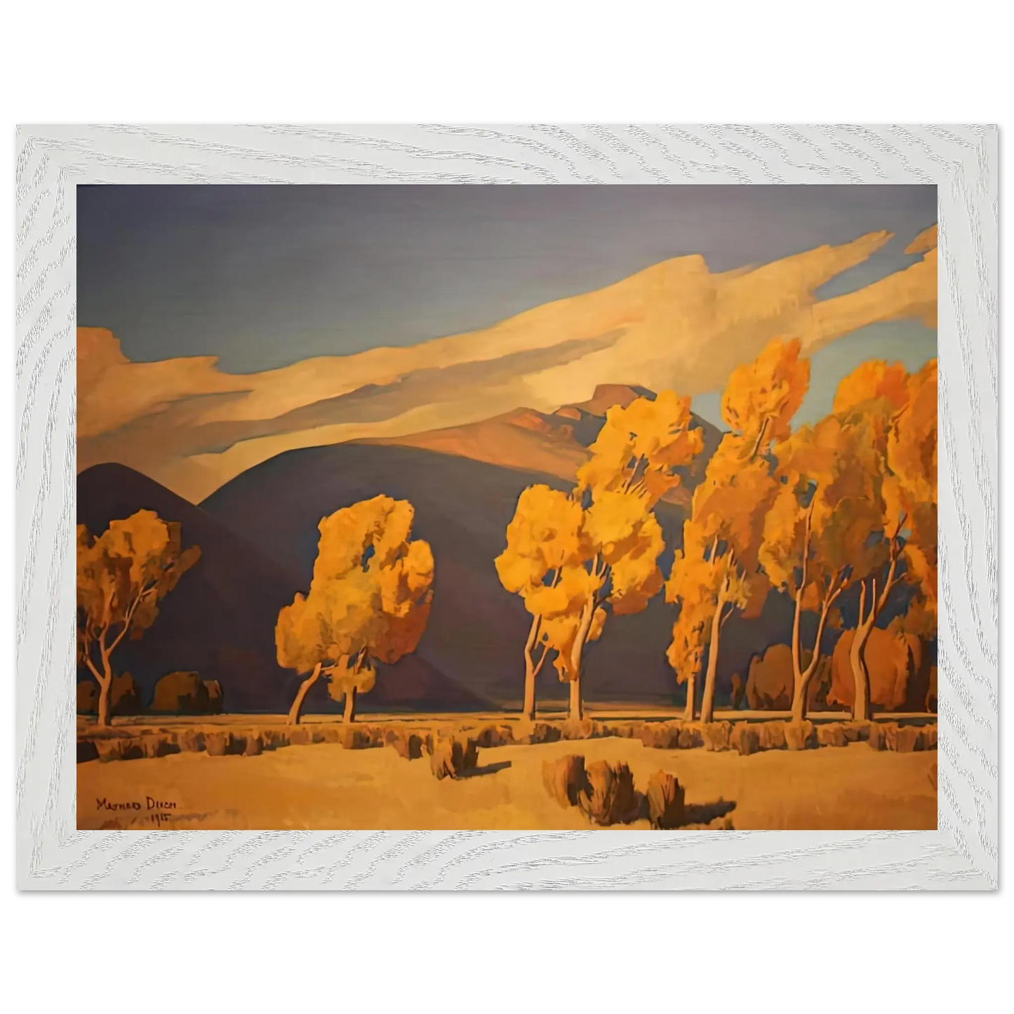 Maynard Dixon - NOVEMBER IN NEVADA 1935 Wall art - 50x70 cm / 20x28 Inches - Premium Wooden Framed Poster With Fine Art Paper - White frame