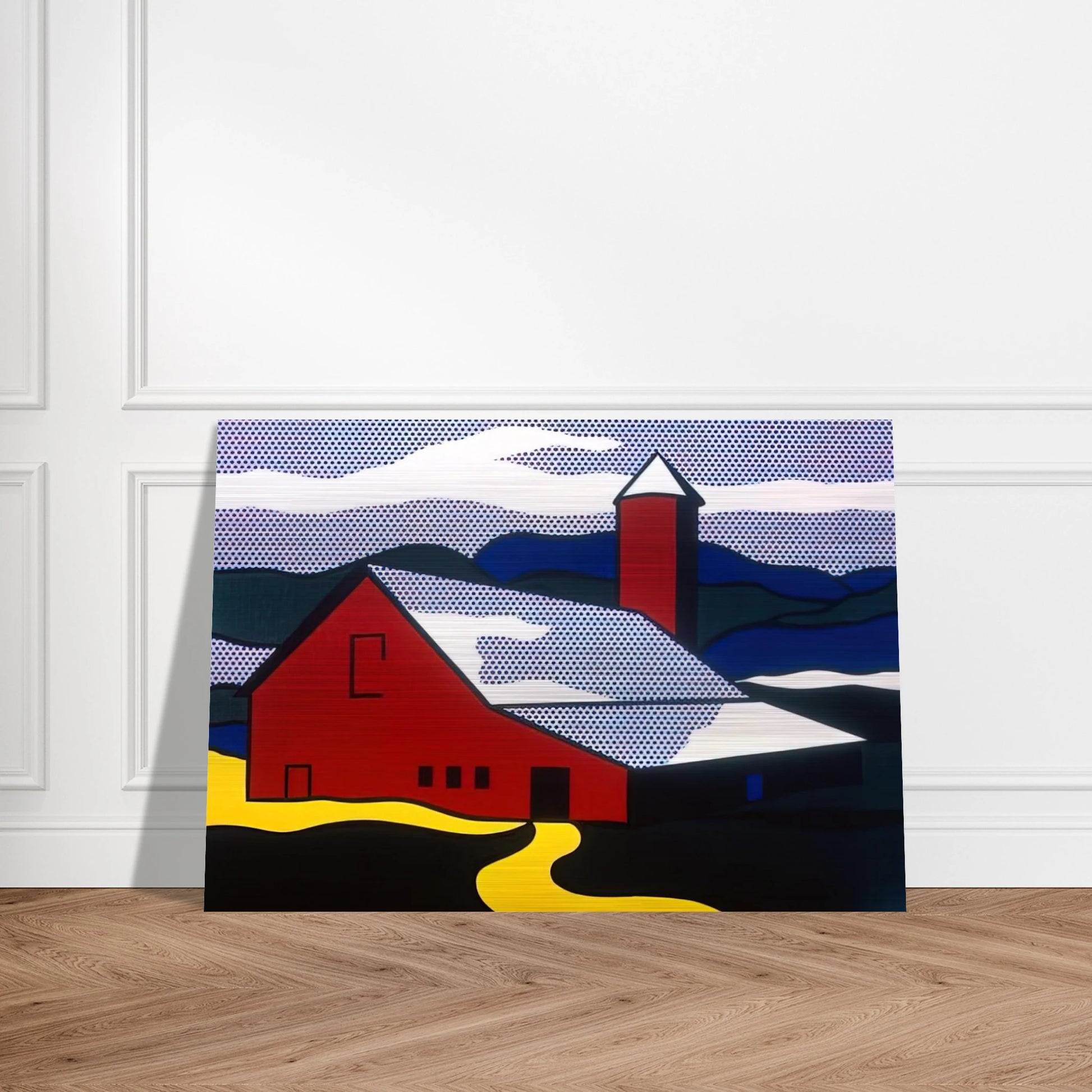 RED BARN II 1969 - Roy Lichtenstein Brushed Aluminum Print - 70x100 cm / 28x40 inches | Roy Lichtenstein Aluminum Print | Roy Lichtenstein Prints
