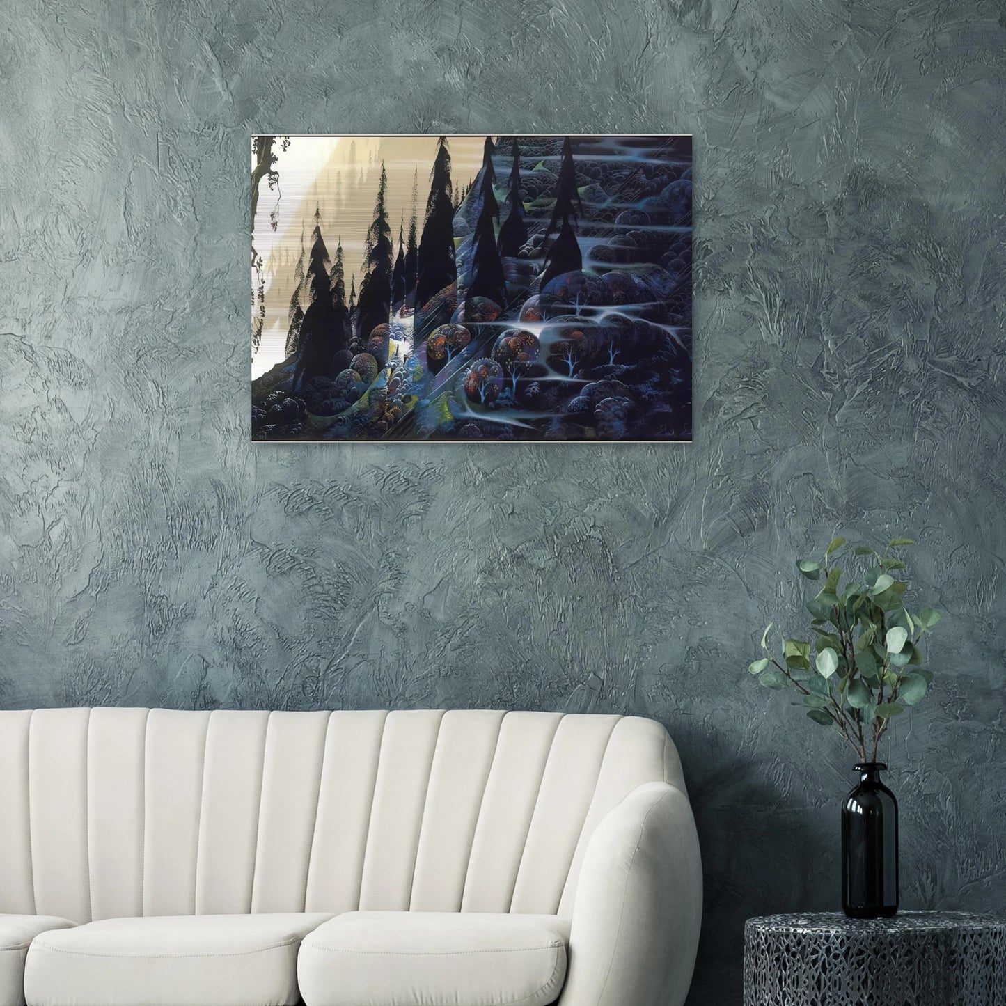 Black Spruce - Eyvind Earle Brushed Aluminum Print - 70x100 cm / 28x40 inches | Eyvind Earle Aluminum Print | Eyvind Earle Prints