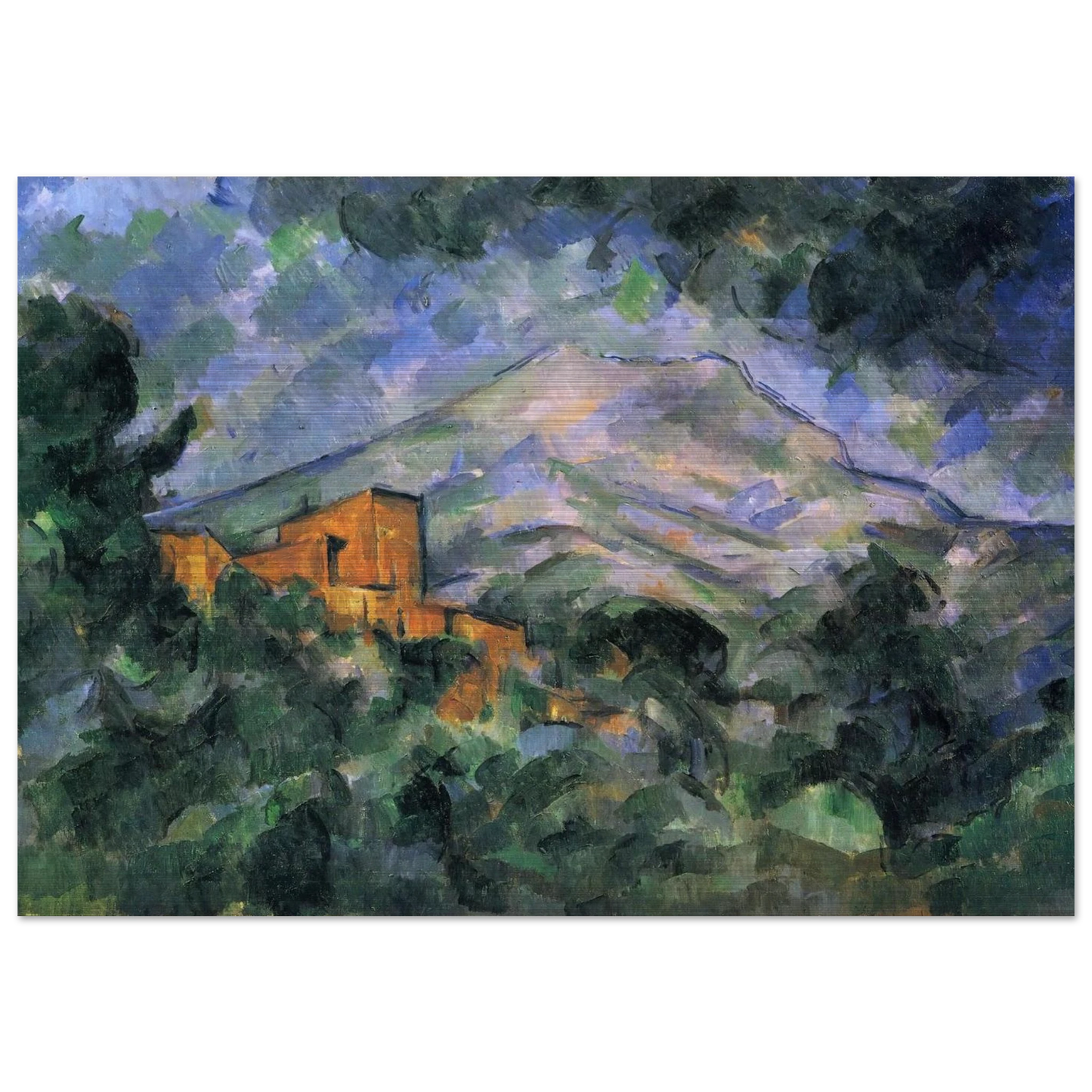 Montagne Sainte-Victoire and the Black Chateau - Paul Cézanne Brushed Aluminum Print - 70x100 cm / 28x40 inches | Paul Cézanne Aluminum Print | Paul Cézanne Prints