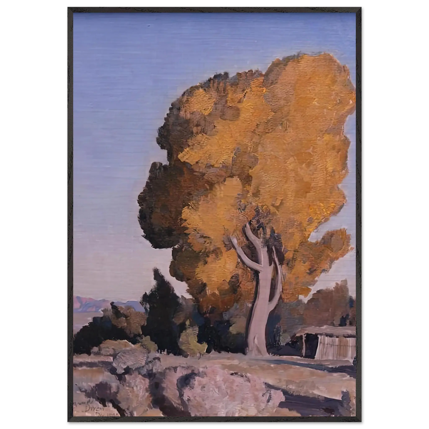 Maynard Dixon - LOW COUNTRY COTTONWOOD 1940 Wall art - 50x70 cm / 20x28 Inches - Premium Wooden Framed Poster With Fine Art Paper - Wood frame
