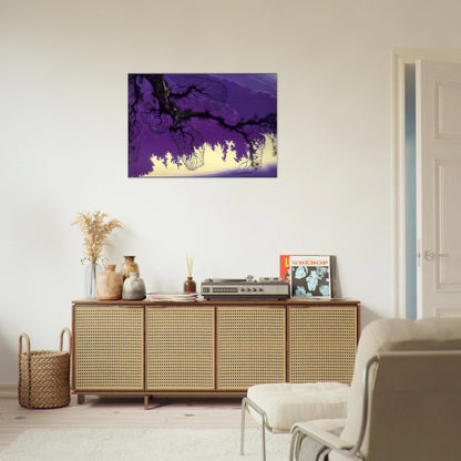 Purple Coastline - Eyvind Earle Brushed Aluminum Print - 70x100 cm / 28x40 inches | Eyvind Earle Aluminum Print | Eyvind Earle Prints