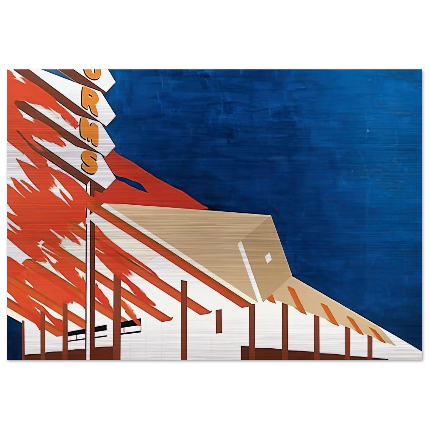 NORMS LA CIENAGA ON FIRE 1964 - Edward Ruscha Brushed Aluminum Print - 70x100 cm / 28x40 inches | Edward Ruscha Aluminum Print | Edward Ruscha Prints