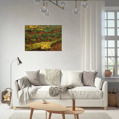 Olive Trees against a Slope of a Hill - Vincent van Gogh Brushed Aluminum Print - 70x100 cm / 28x40 inches | Vincent van Gogh Aluminum Print | Vincent van Gogh Prints