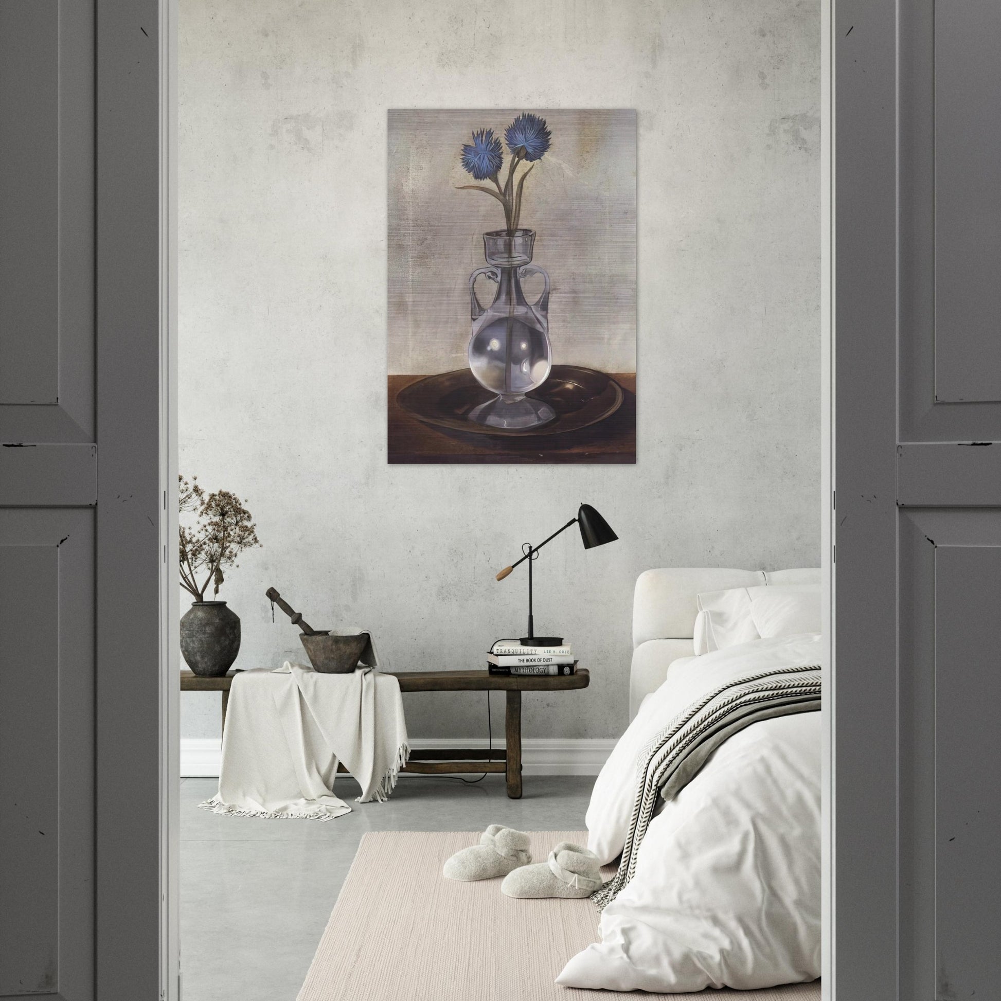 THE VASE OF CORNFLOWERS - Salvador Dali Brushed Aluminum Print - 70x100 cm / 28x40 inches | Salvador Dali Aluminum Print | Salvador Dali Prints