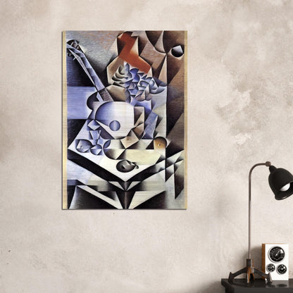 STILL LIFE WITH FLOWERS 1912 - Juan Gris Brushed Aluminum Print - 70x100 cm / 28x40 inches | Juan Gris Aluminum Print | Juan Gris Prints