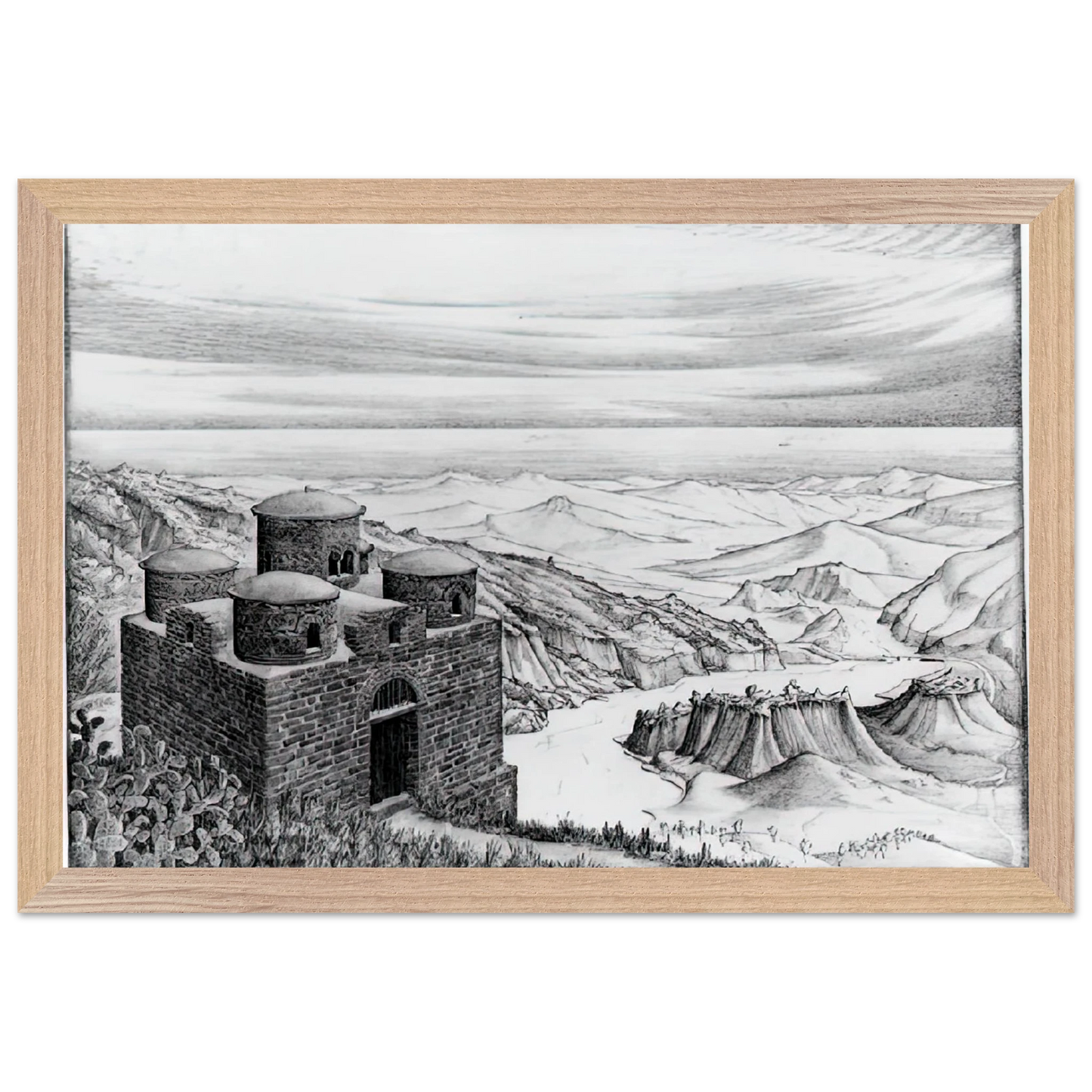 MC Escher - CATTOLICA OF STILO CALABRIA 1930 Wall Art - 30x40 cm / 12x16 inches - Premium Wooden Framed Poster With Fine Art Paper-canvas - Black frame