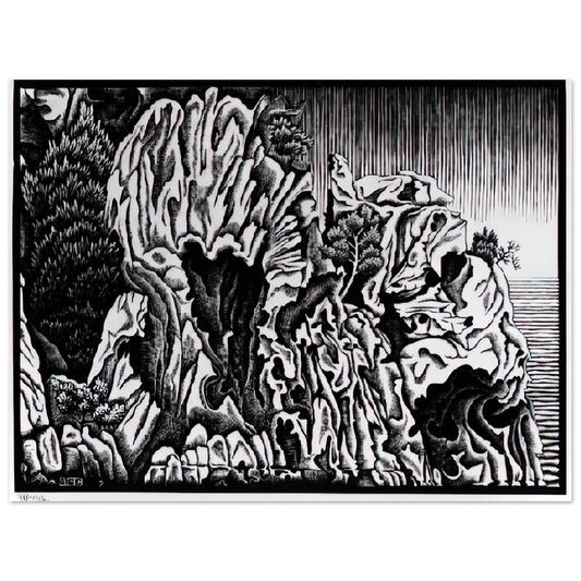 MC Escher - CALANCHE OF PIANA CORSICA FEBRUARY 1934 1934 Wall Art - 21x29.7 cm / 8x12" - Fine Art Poster-canvas - -